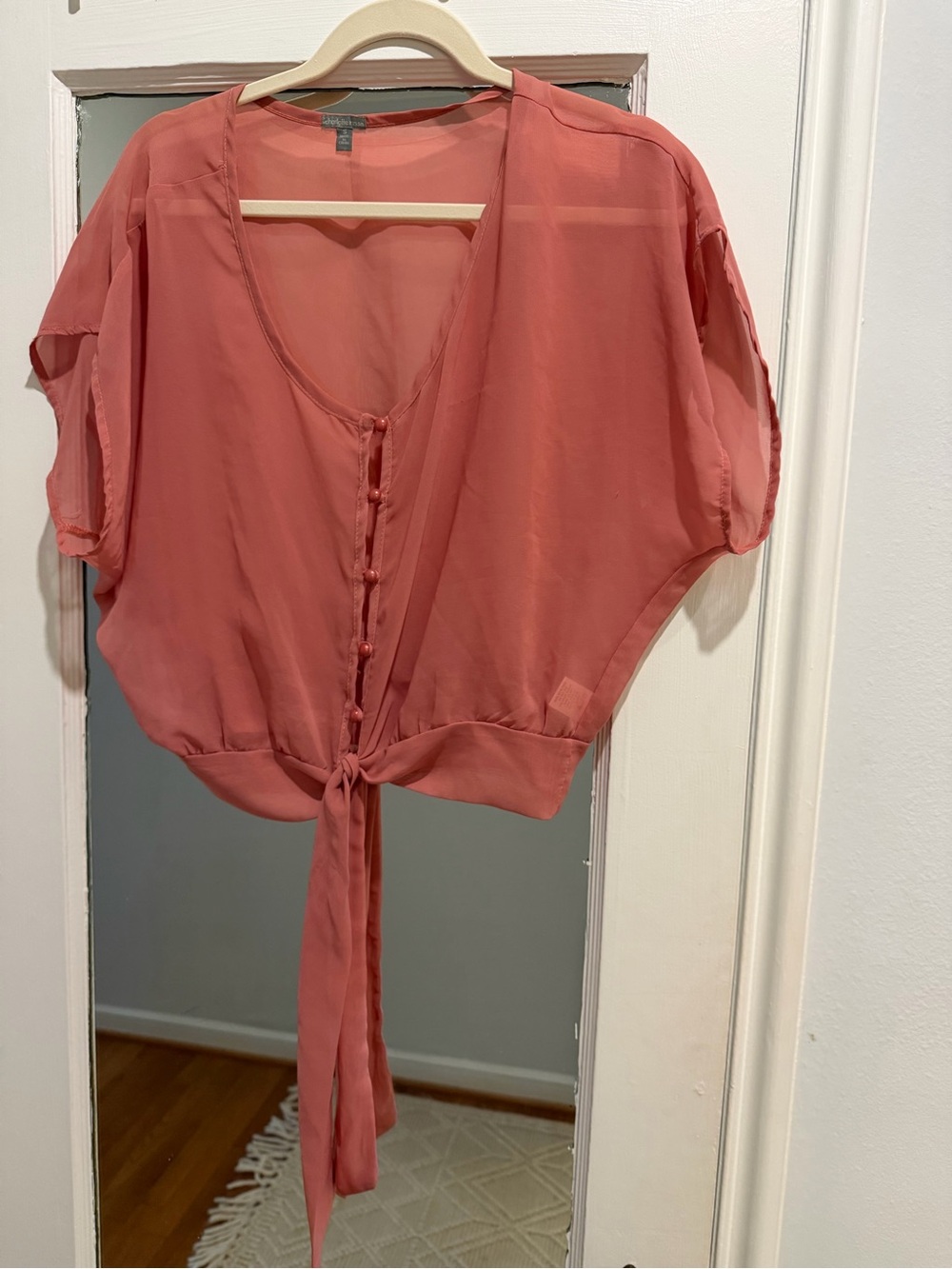 Charlotte Russe Coral Tie-Front Button Blouse